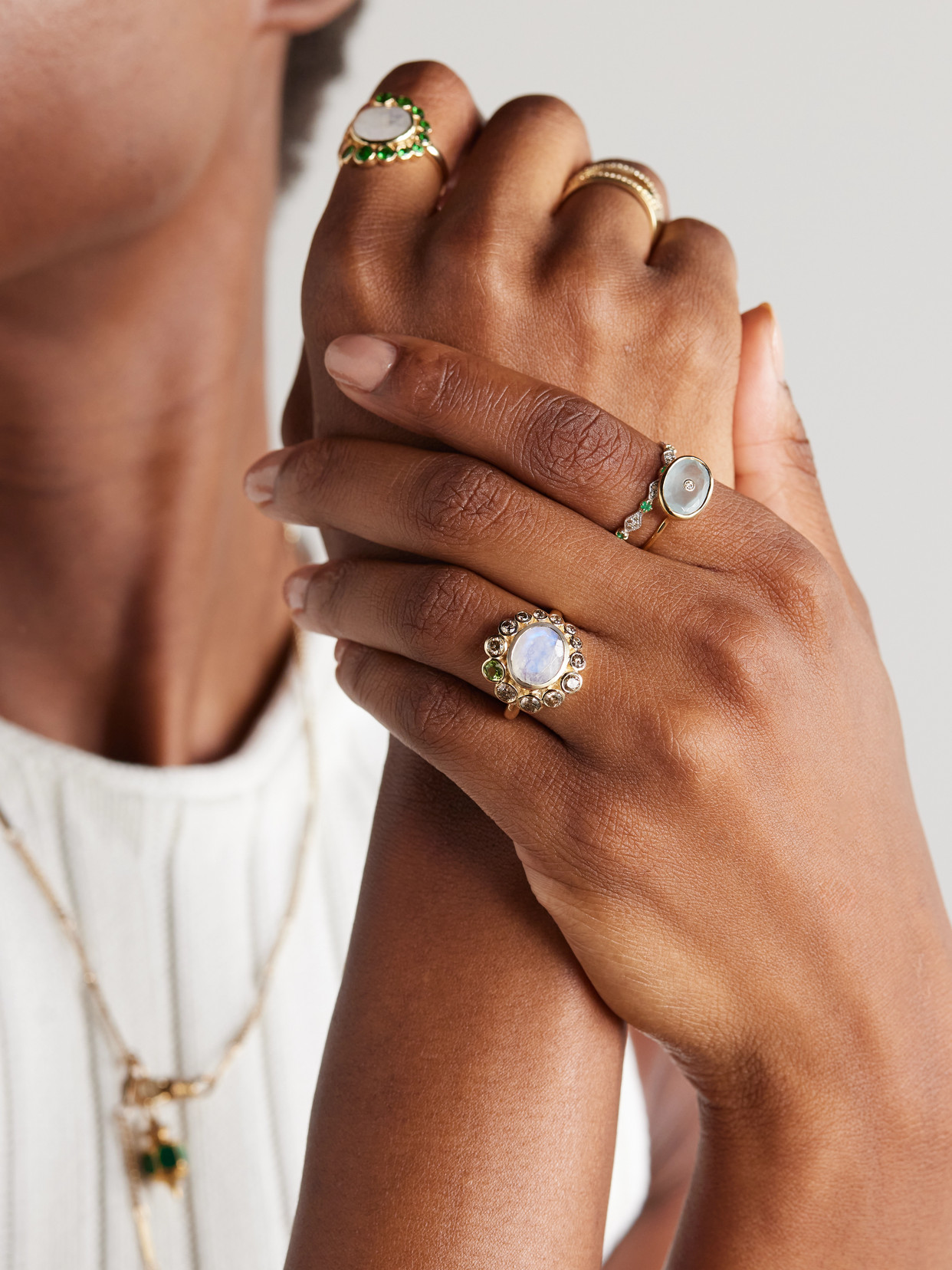 Pascale Monvoisin Jasmine 9-karat Gold Multi-stone Ring In White