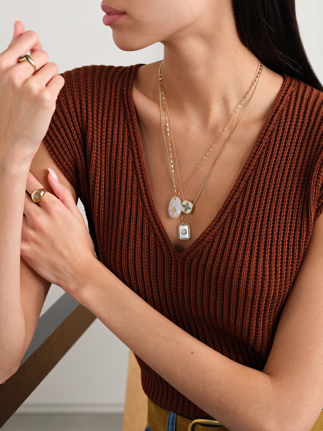 Pascale Monvoisin Anton N°2 9-karat Gold, Opal And Moonstone Necklace In Gold