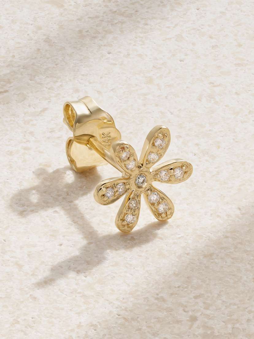 Sydney Evan Daisy 14-karat Gold Diamond Single Earring