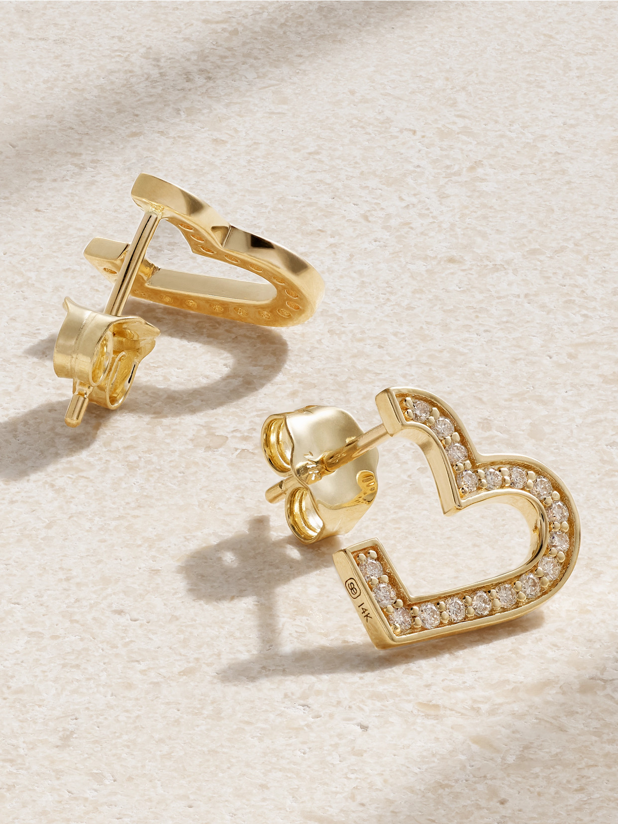 Sydney Evan Small Heart 14-karat Gold Diamond Earrings In Gold
