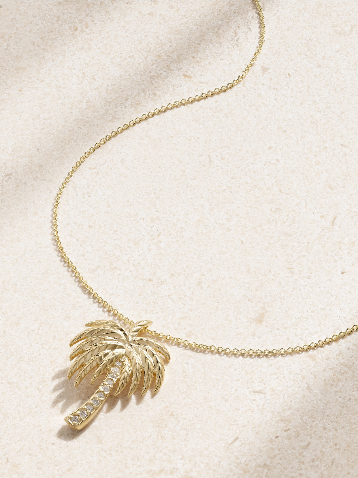 Sydney Evan - Palm Tree 14-karat Gold Diamond Necklace - One size