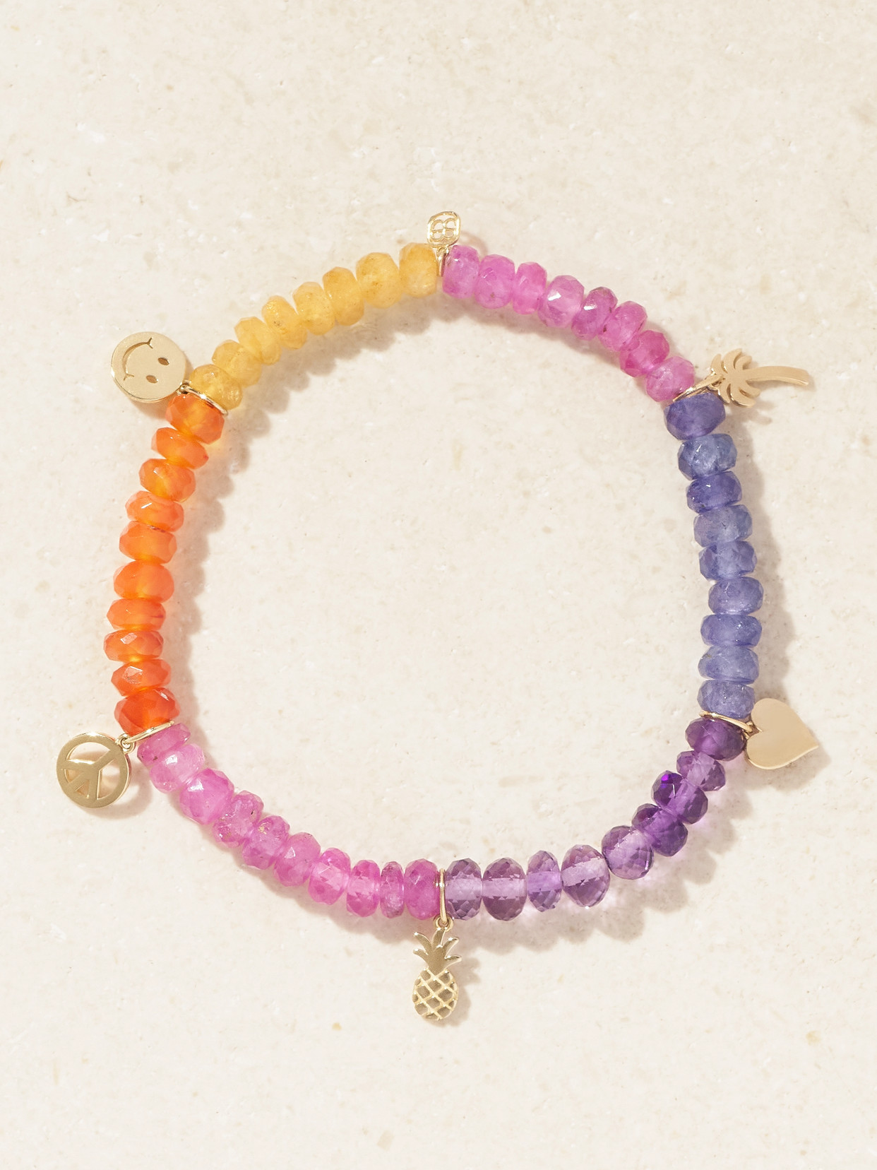 Sydney Evan 14-karat Gold Beaded Bracelet In Multi