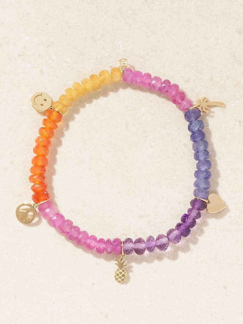 Sydney Evan 14-karat Gold Beaded Bracelet