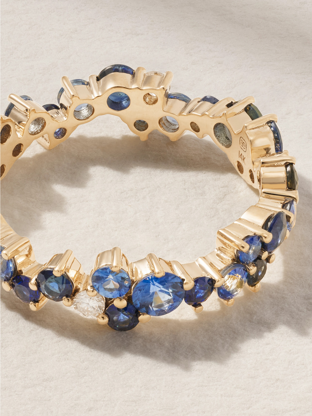 Sydney Evan 14-karat Gold Sapphire And Diamond Eternity Ring In Blue