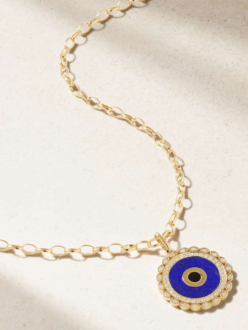 Sydney Evan 14-karat Gold, Diamond And Lapis Lazuli Necklace