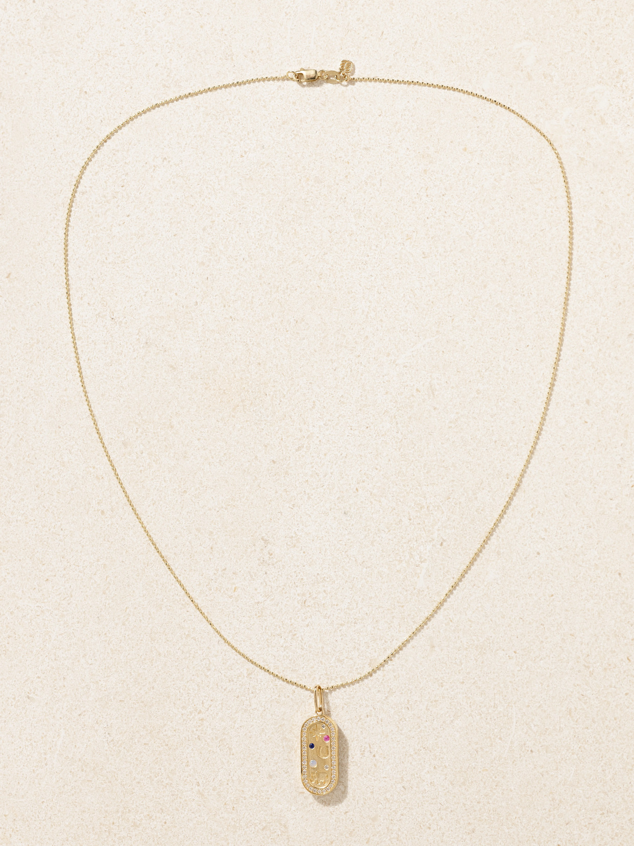 Sydney Evan Iconography 14-karat Gold Diamond, Opal And Sapphire Necklace In Gold