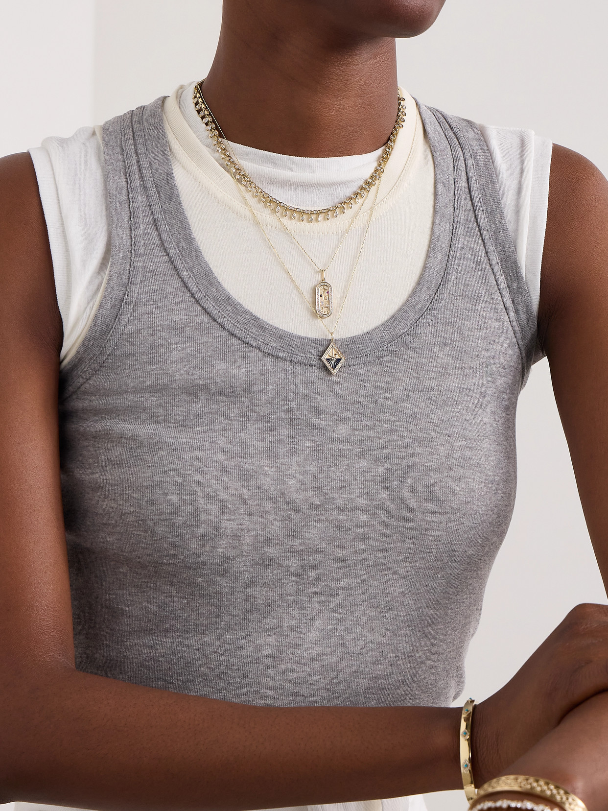 Sydney Evan Iconography 14-karat Gold Diamond, Opal And Sapphire Necklace In Gold