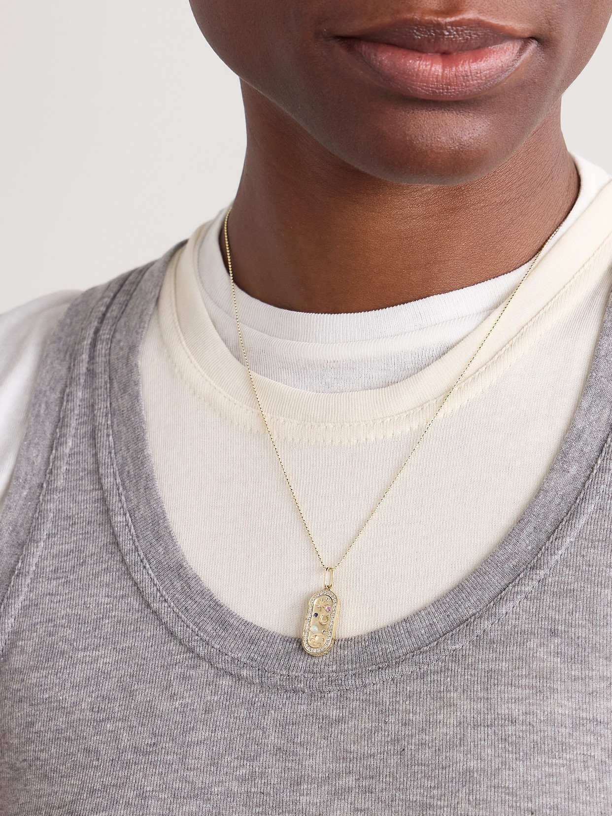 Sydney Evan Iconography 14-karat Gold Diamond, Opal And Sapphire Necklace In Gold