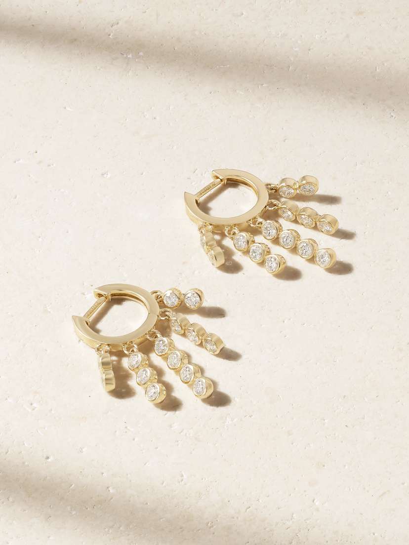 Sydney Evan 14-karat Gold Diamond Hoop Earrings