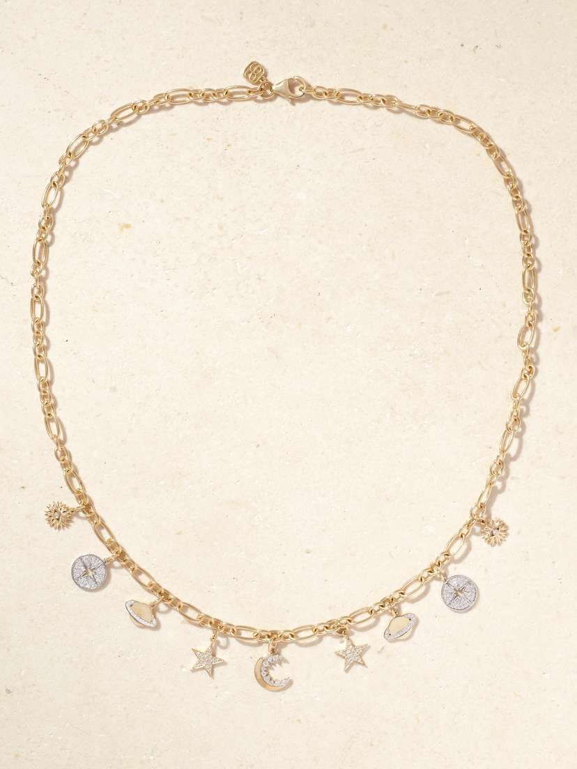 Sydney Evan Celestial 14-karat White And Yellow Gold Diamond Necklace