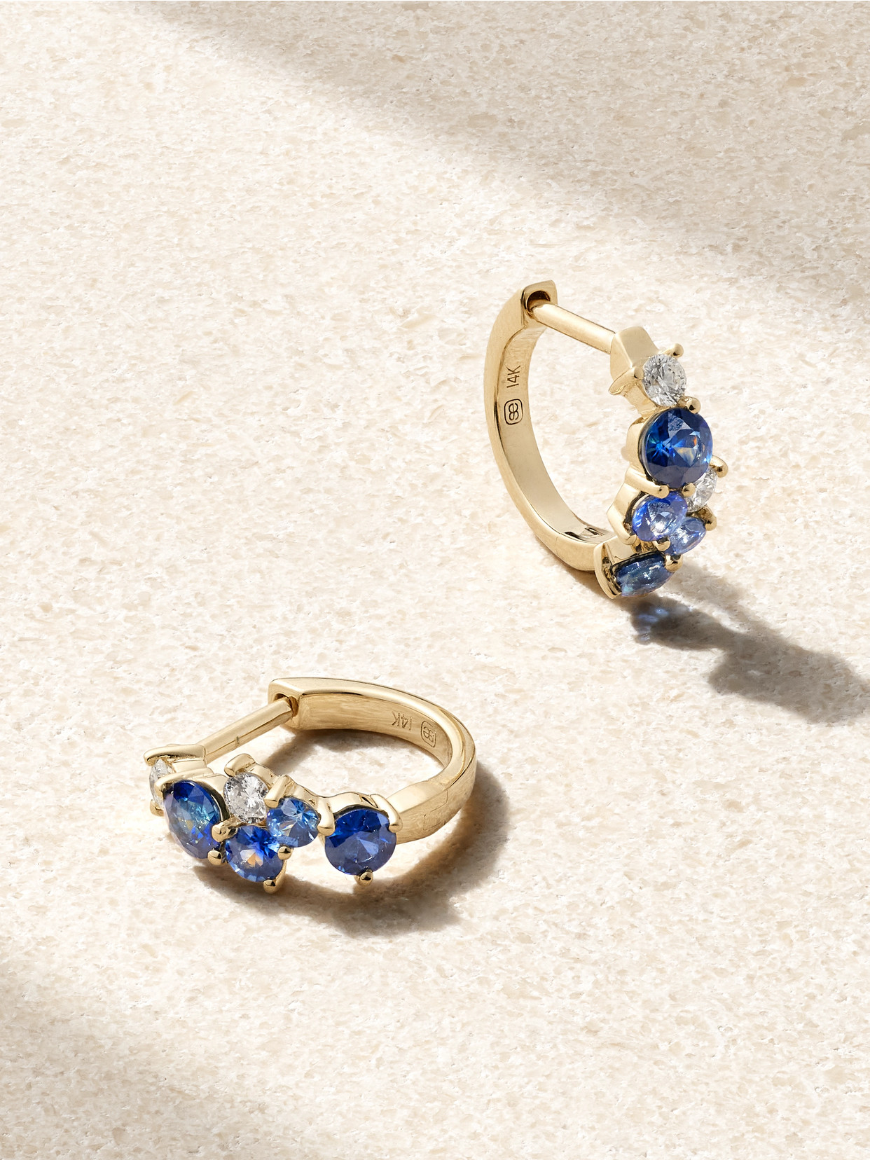 Sydney Evan - 14-karat Gold, Sapphire And Diamond Hoop Earrings - Blue