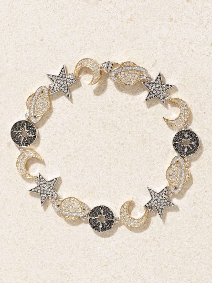 Sydney Evan Celestial Eternity Rhodium-plated, 14-karat Yellow And White Gold And Diamond Bracelet