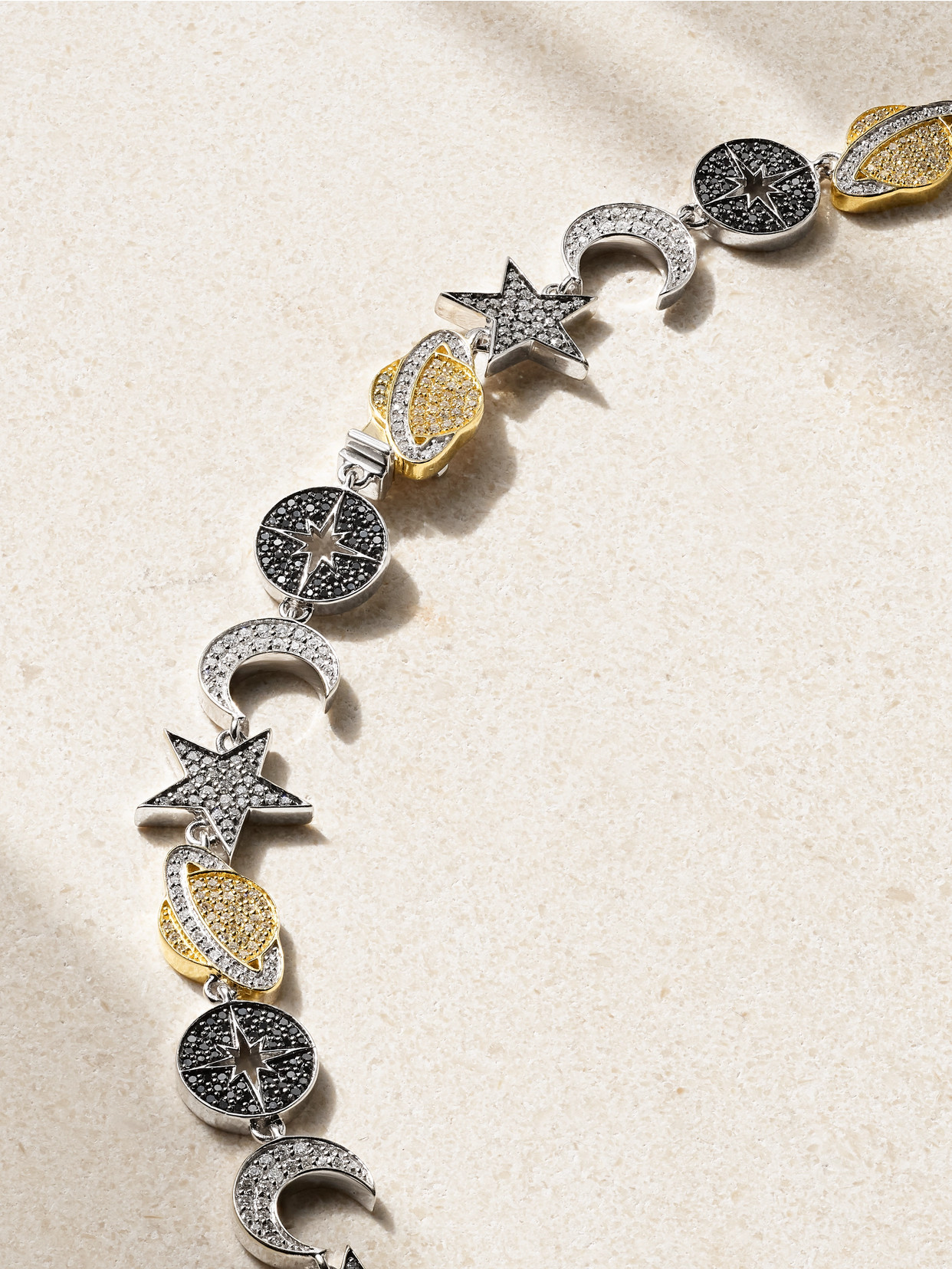 Sydney Evan Celestial Eternity 14-karat White And Yellow Gold, Rhodium-plated And Diamond Necklace In Multi