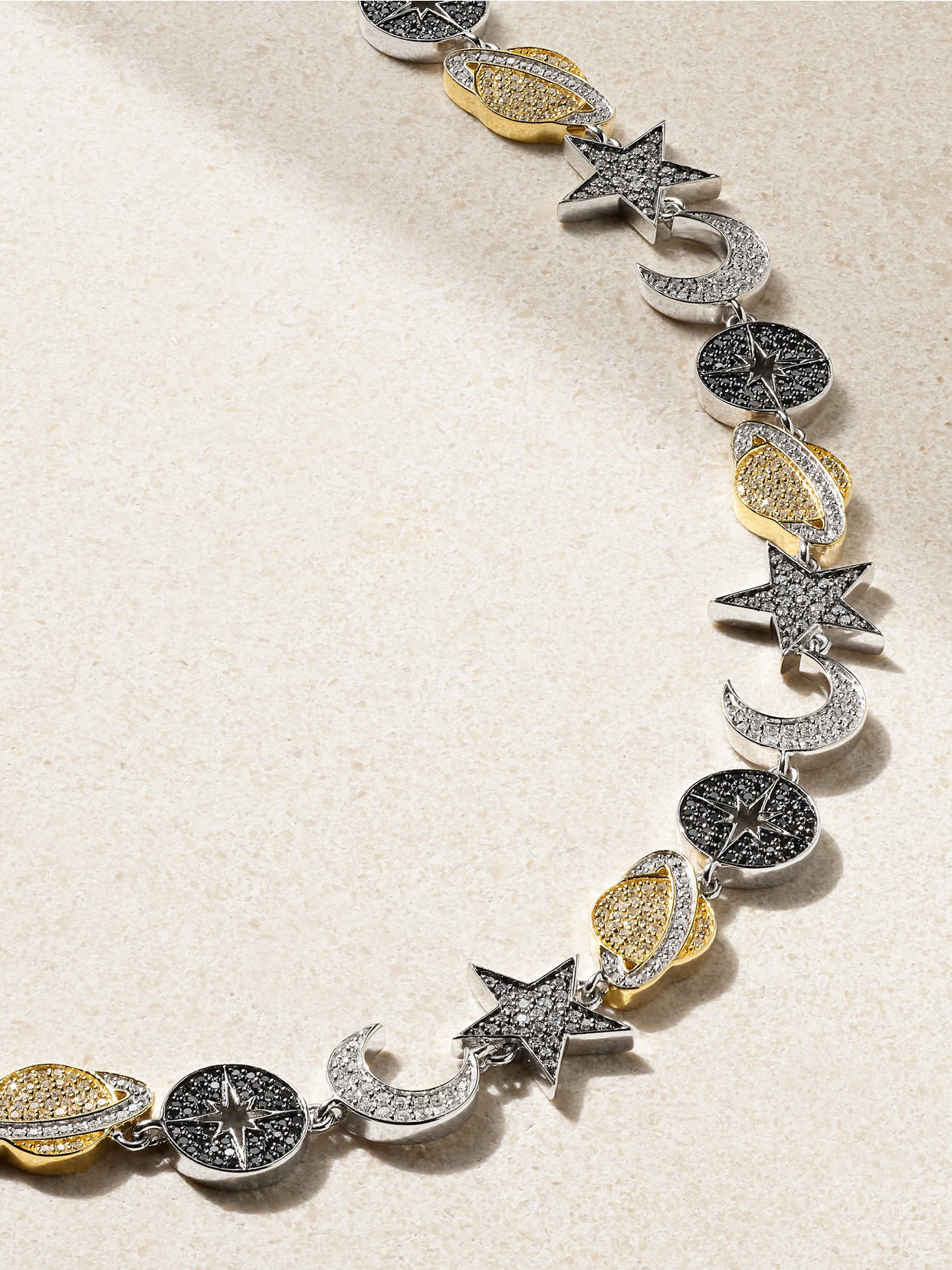 Sydney Evan Celestial Eternity 14-karat White And Yellow Gold, Rhodium-plated And Diamond Necklace In Multi