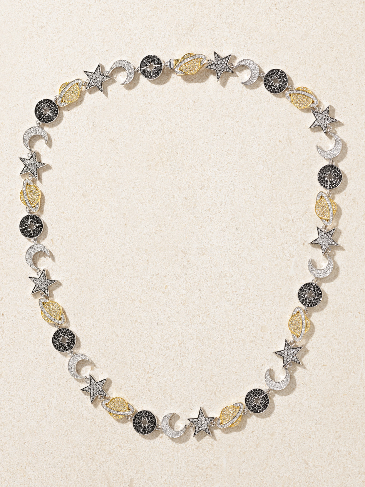 Sydney Evan Celestial Eternity 14-karat White And Yellow Gold, Rhodium-plated And Diamond Necklace In Multi