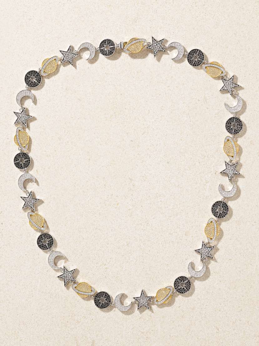 Sydney Evan Celestial Eternity 14-karat White And Yellow Gold, Rhodium-plated And Diamond Necklace