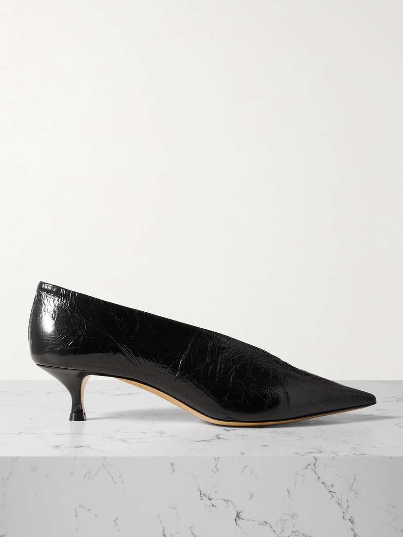 Le Monde Béryl Babouche Textured Patent-leather Pumps