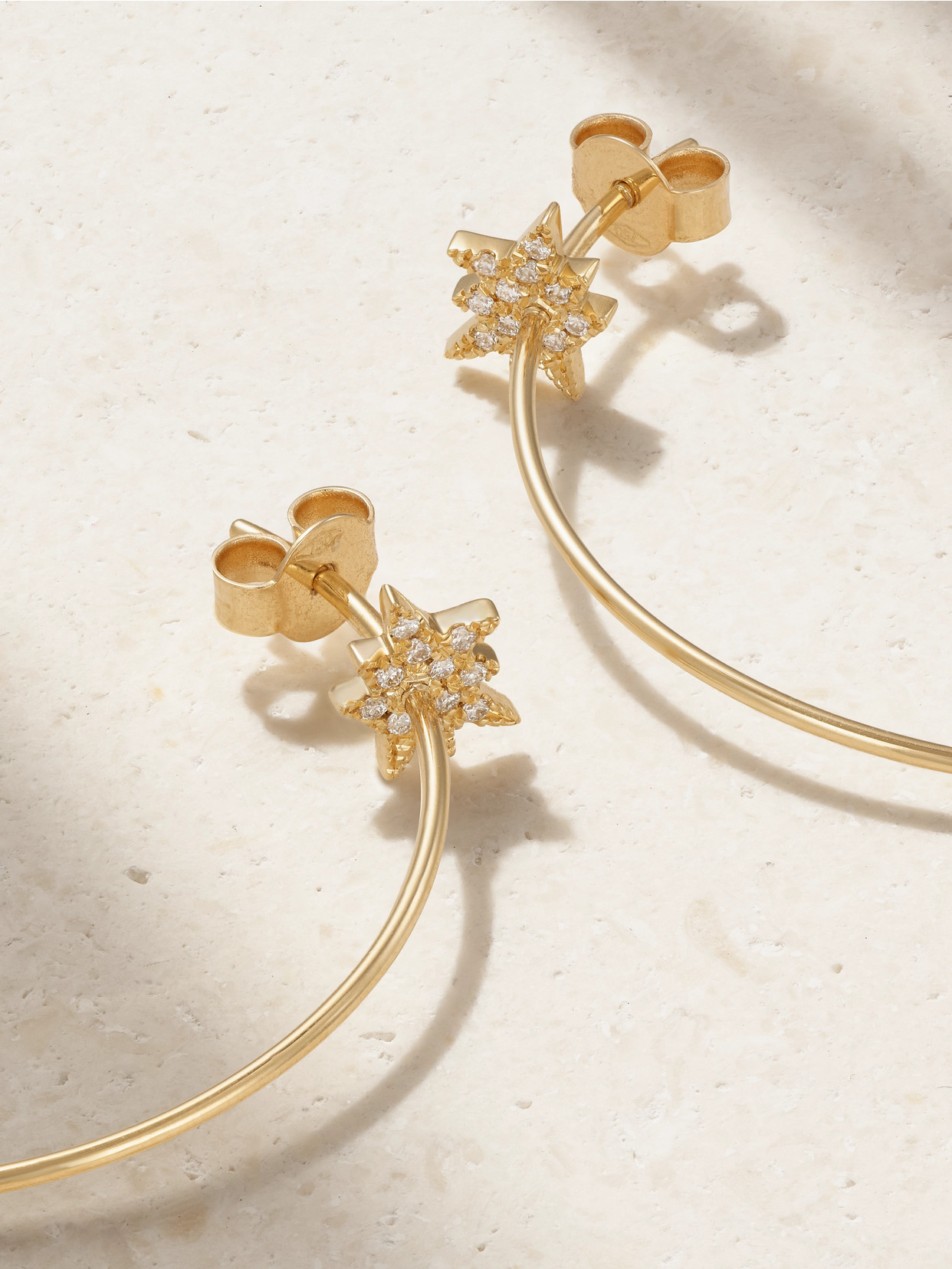 Diane Kordas Explosion Medium 18-karat Gold Diamond Hoop Earrings In Gold