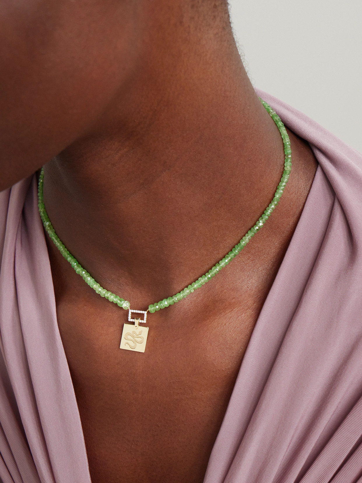 Diane Kordas Snake 14-karat Gold, Tsavorite And Diamond Necklace In Gold