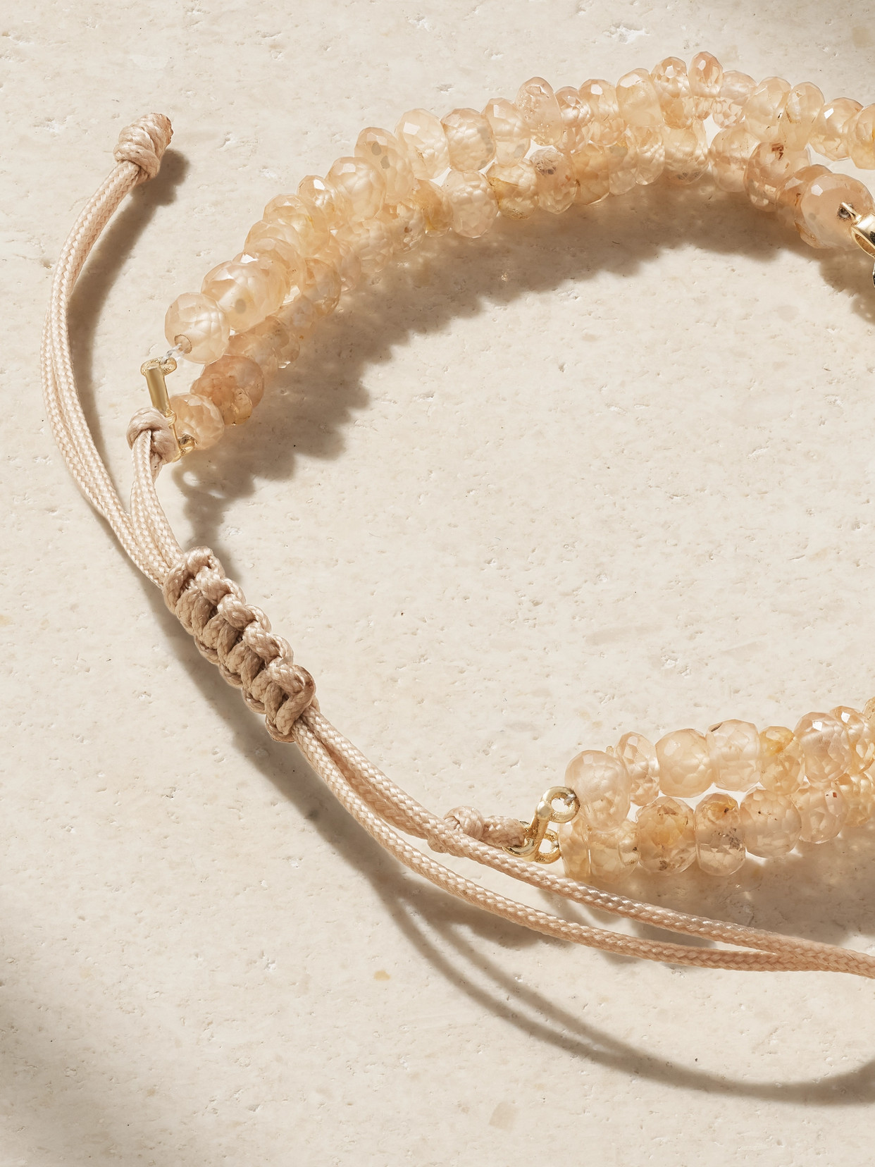 Diane Kordas Double Strand 14-karat Gold, Zircon And Cord Bracelet In Gold