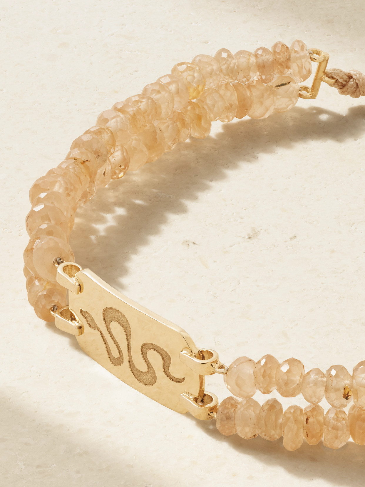 Diane Kordas Double Strand 14-karat Gold, Zircon And Cord Bracelet In Gold