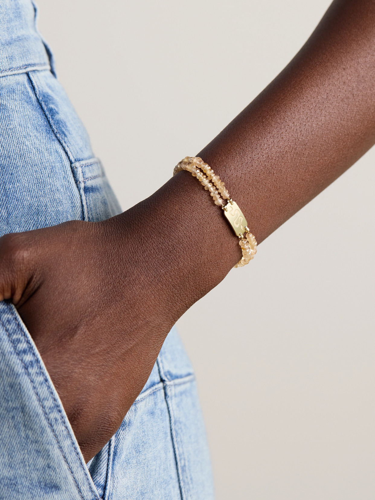 Diane Kordas Double Strand 14-karat Gold, Zircon And Cord Bracelet In Gold