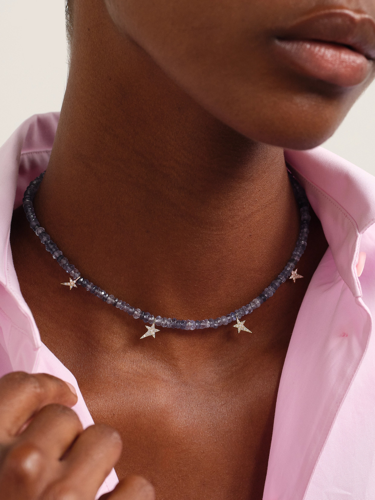 Diane Kordas Star 18-karat Gold, Iolite And Diamond Necklace In Gold