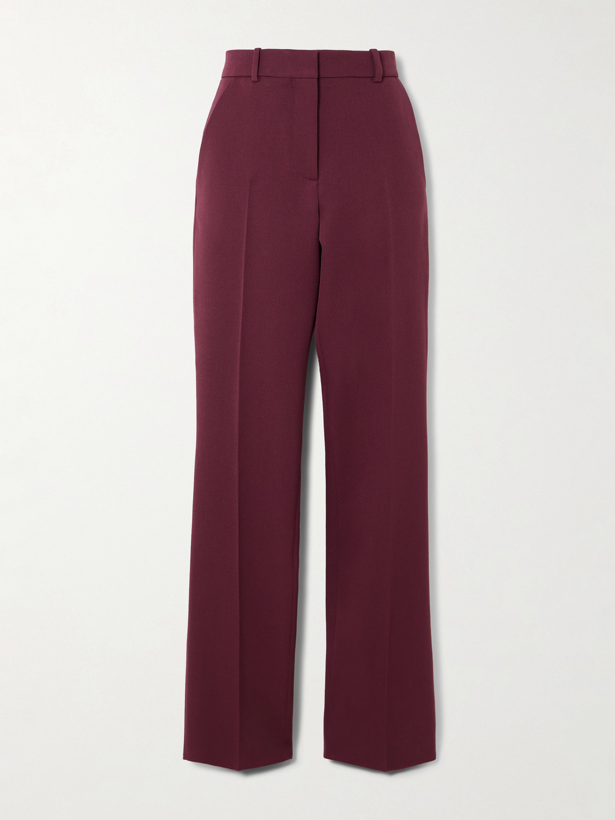Veronica De Piante Mick Wool-twill Straight-leg Pants In Burgundy