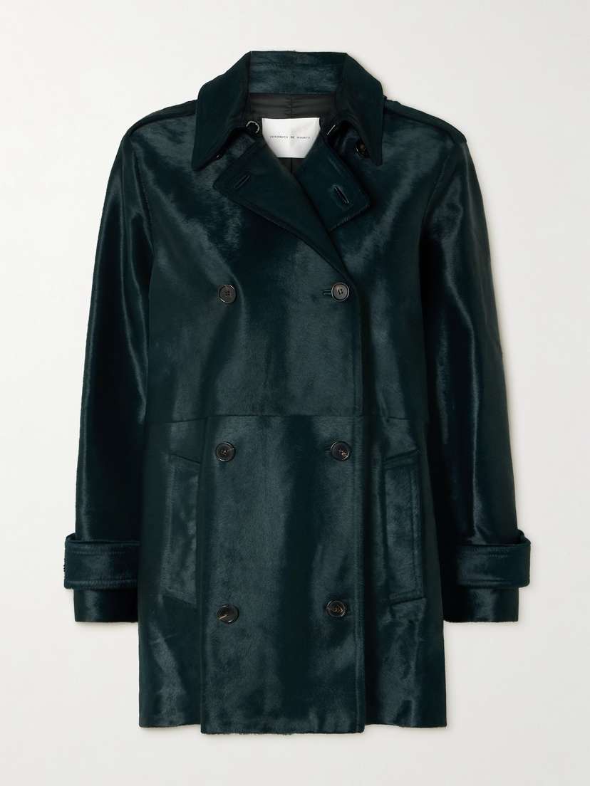 Veronica de Piante Charlotte Double-breasted Calf Hair Trench Coat