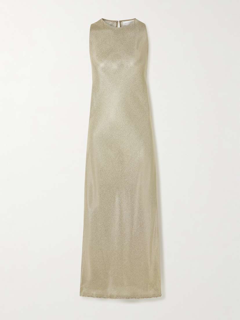 Veronica de Piante Metallic Twill Maxi Dress