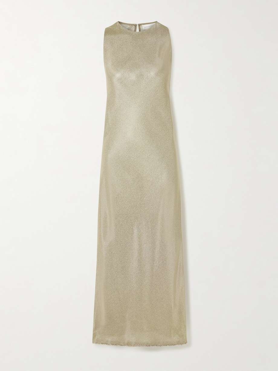 metallic twill maxi dress