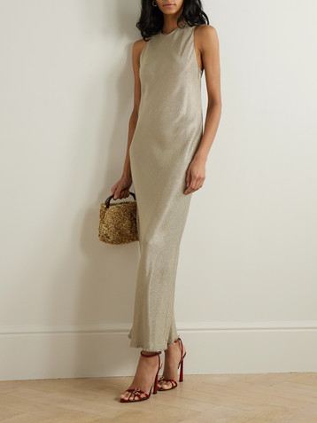 Veronica De Piante Metallic twill maxi dress