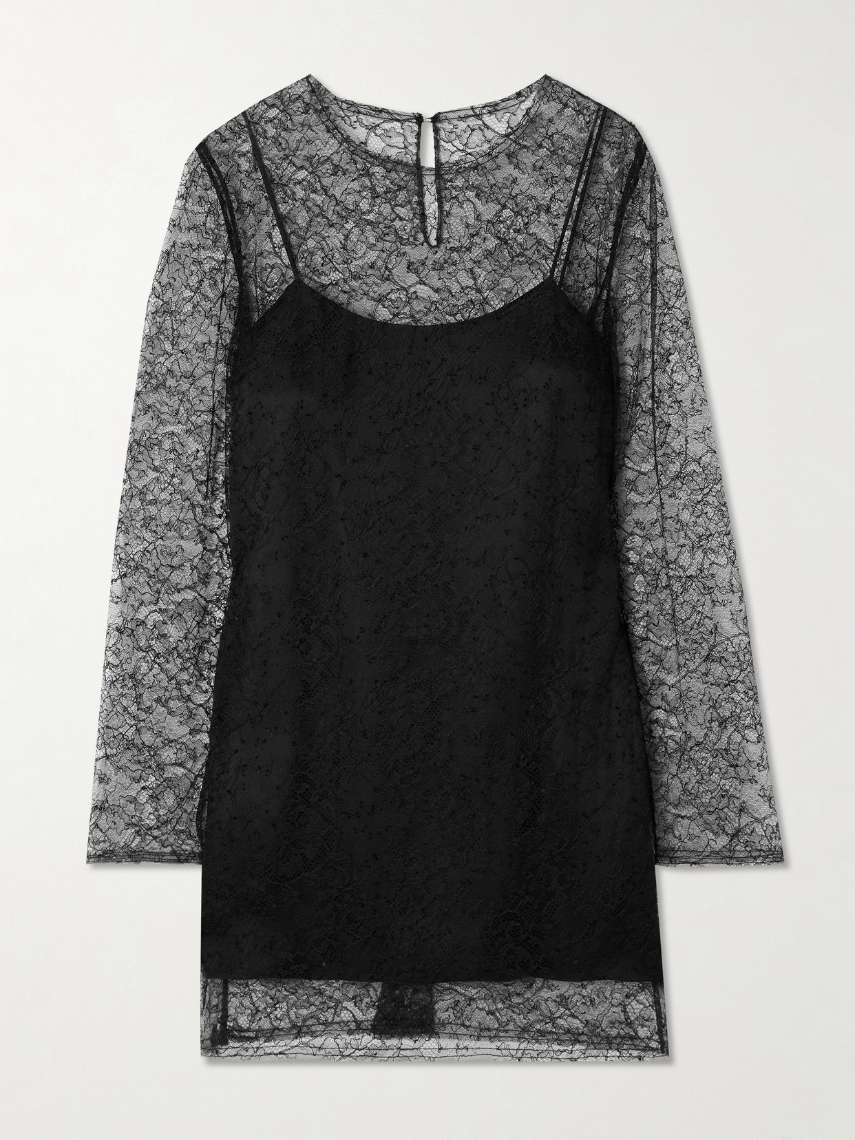Veronica De Piante Mabel Lace And Silk-charmeuse Mini Dress In Black