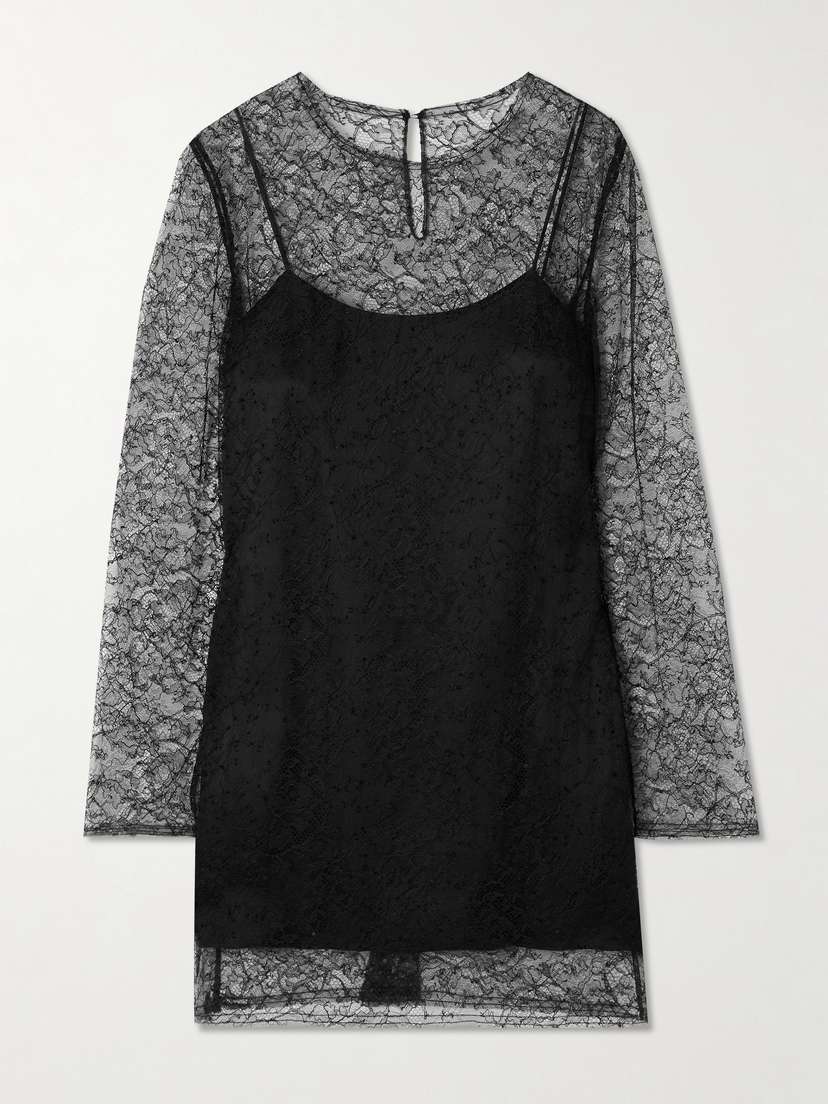 Veronica de Piante Mabel Lace And Silk-charmeuse Mini Dress