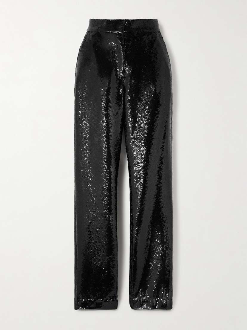 Veronica de Piante Mick Sequined Crepe Straight-leg Pants