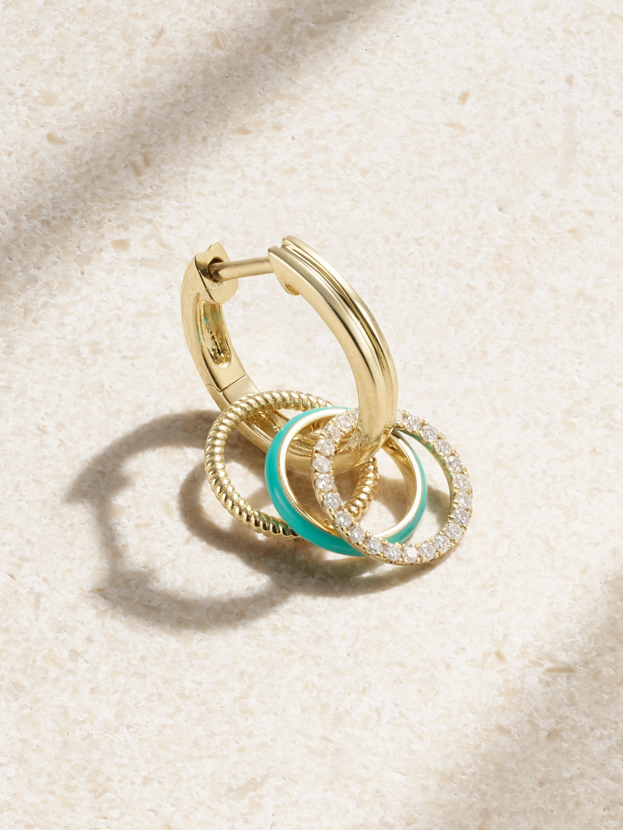 Yvonne Léon - 9-karat Gold, Enamel And Diamond Single Hoop Earring - One size