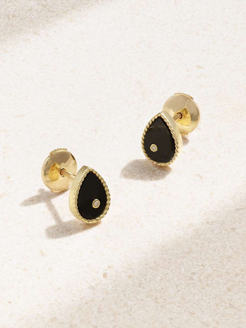Yvonne Léon 9-karat Gold, Onyx And Diamond Earrings