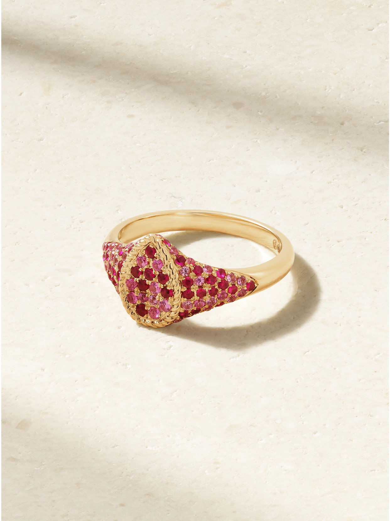 Yvonne Léon - Baby Chevalière Poire 9-karat Gold, Ruby And Sapphire Signet Ring - Pink
