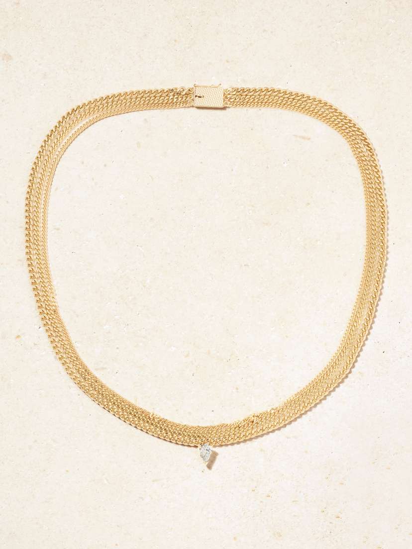 Yvonne Léon Triple Gourmette 18-karat Gold Diamond Necklace