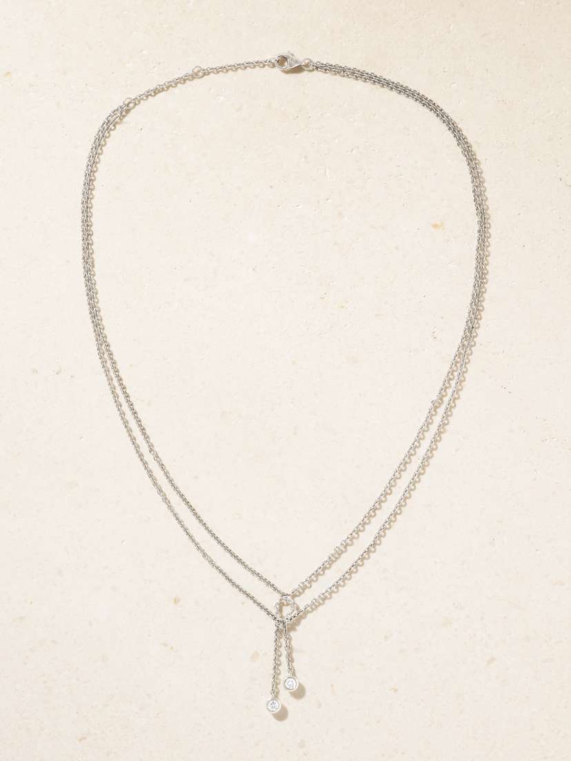 Yvonne Léon Double Noeud 18-karat White Gold Diamond Necklace