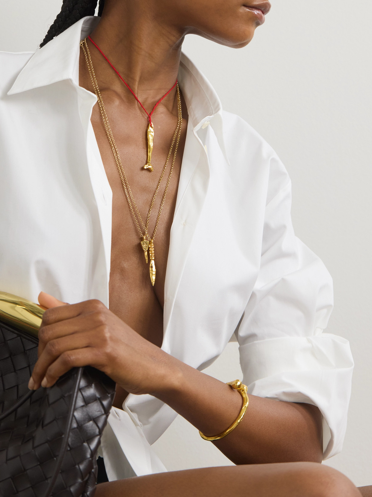 Alighieri The Catch Of The Day Gold-plated And Cord Necklace In Red