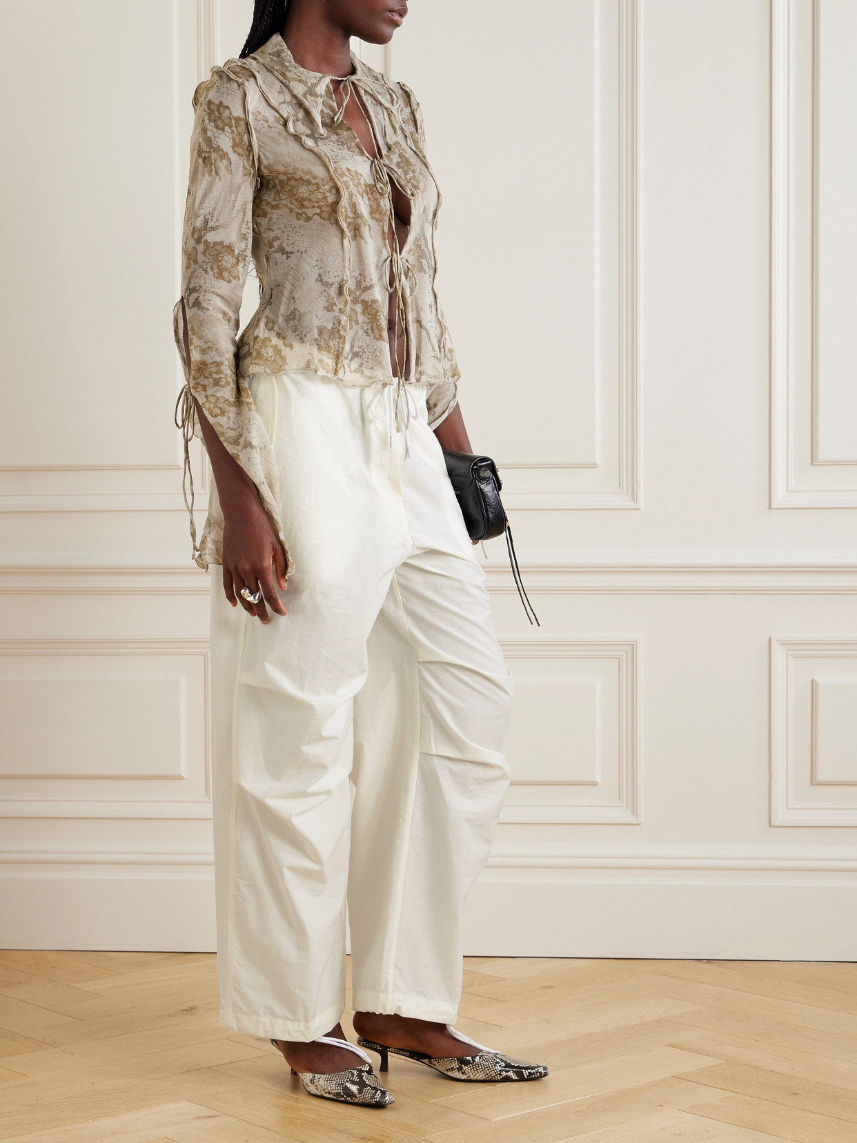 Acne Studios Off-white Relaxed Fit Trousers In White