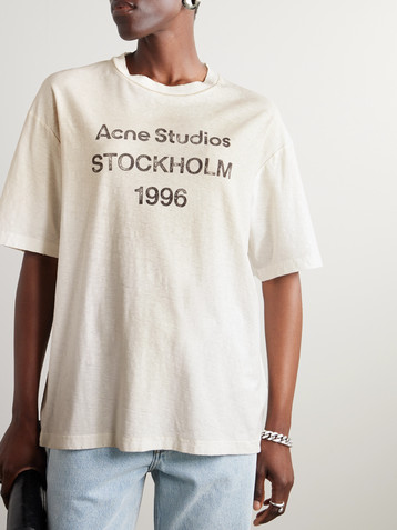 Acne Studios Printed distressed organic cotton-jersey T-shirt