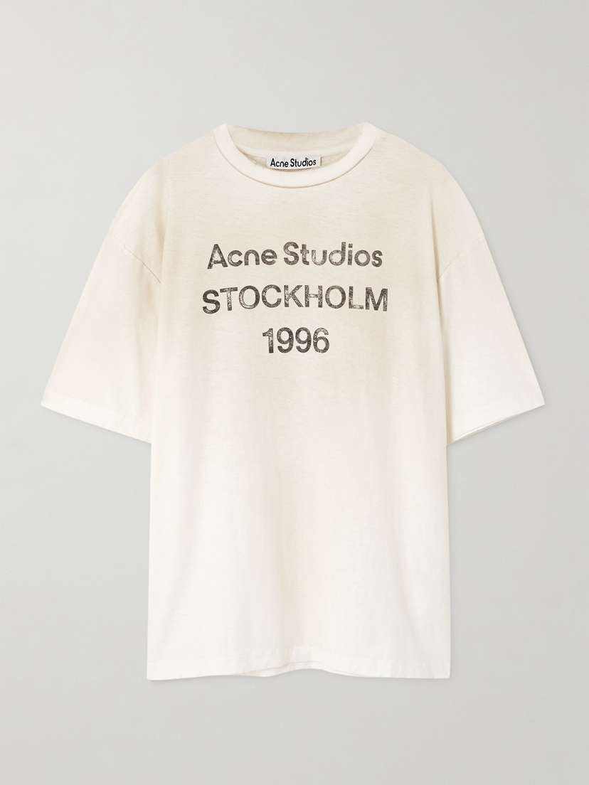 Acne Studios Printed Distressed Organic Cotton-jersey T-shirt