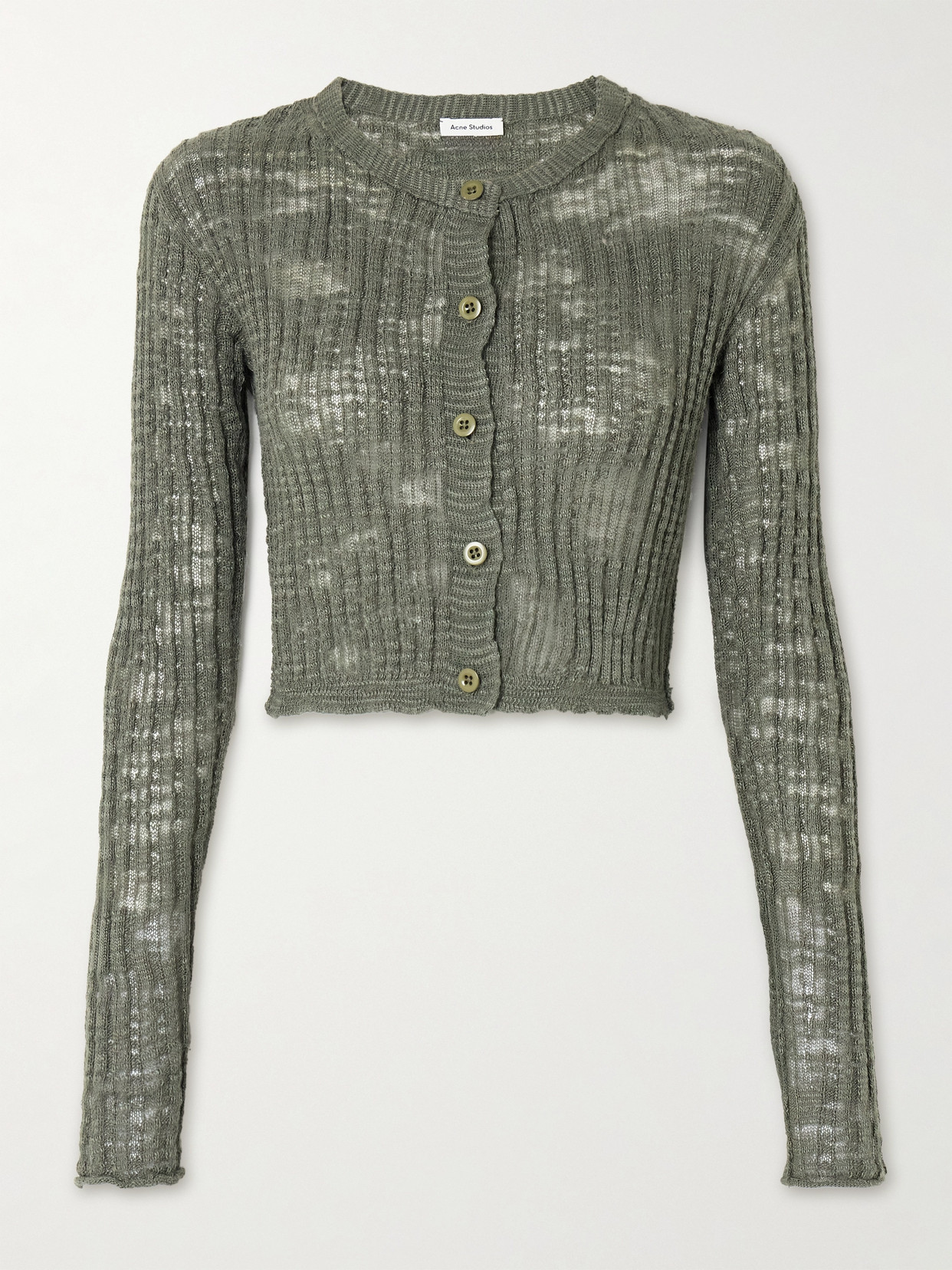 Acne Studios Linen-blend Cardigan In Green
