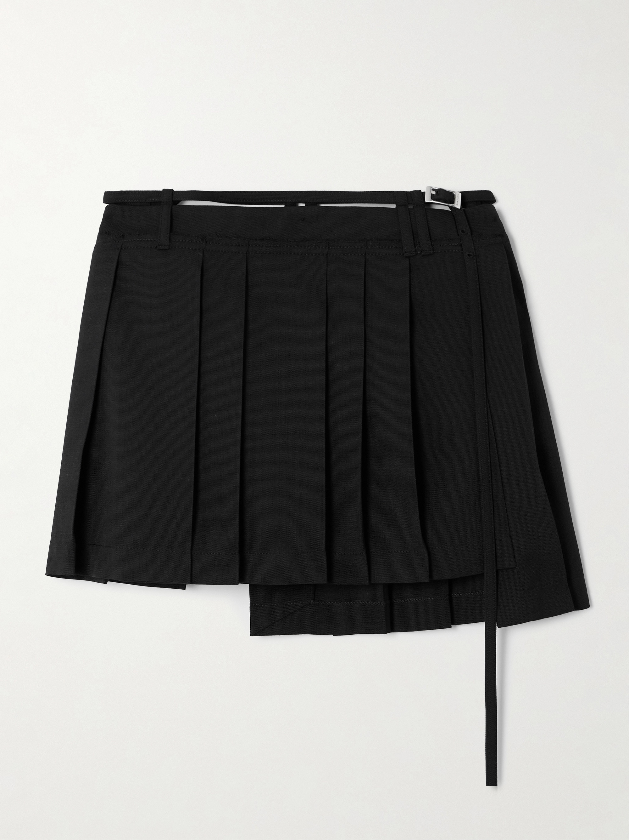 Acne Studios Belted asymmetric pleated grain de poudre mini skirt
