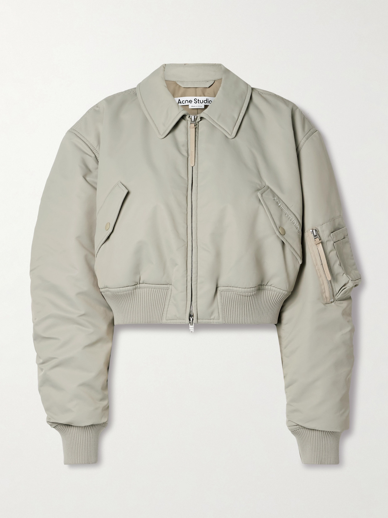 Acne Studios Womens Anthracite Grey Oblio Cropped Shell Bomber Jacket In Gray