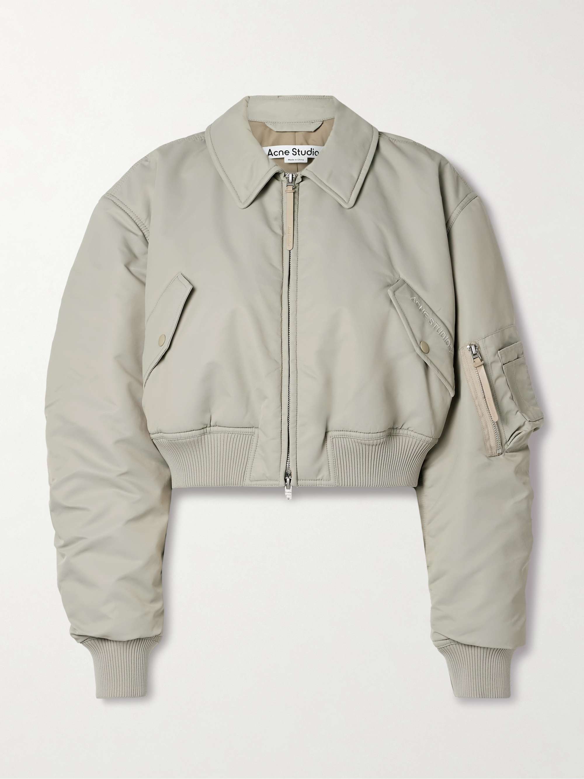 Ruched padded shell bomber jacket