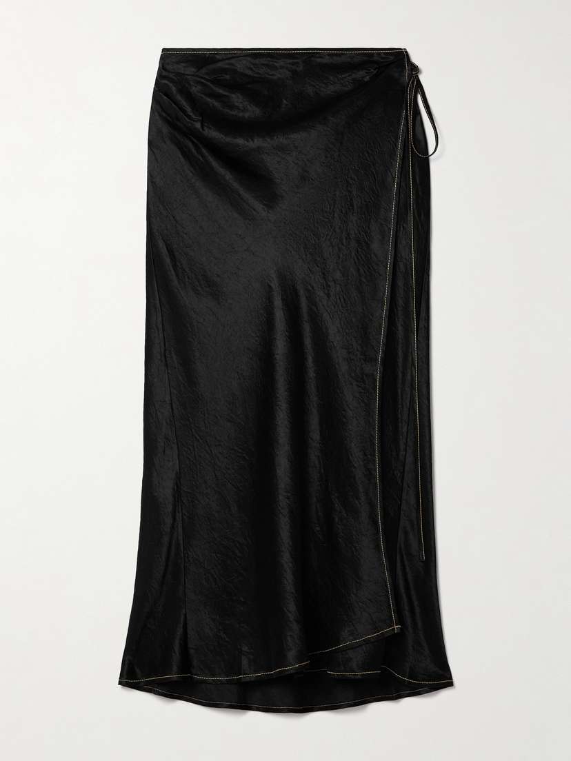 Acne Studios Wrap-effect Crinkled-satin Midi Skirt