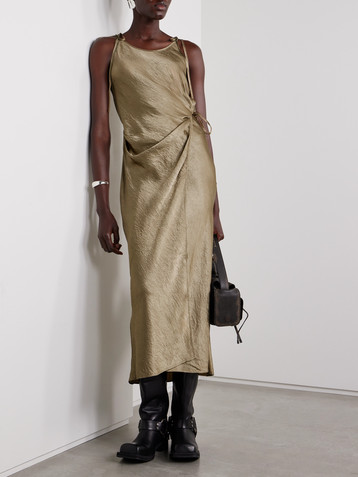 Acne Studios Hammered-satin wrap midi dress
